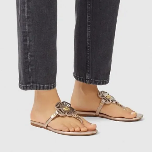 7.5 COACH JULIA SANDALS in champagne (nib) - Picture 1 of 9